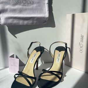 Jimmy Choo Black Satin Sandals “3 heel